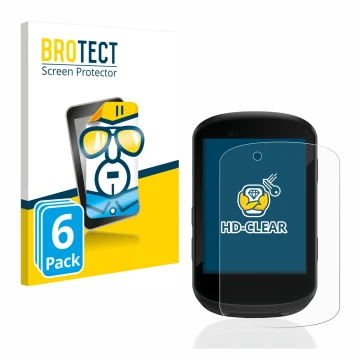 Parte frontale di una confezione del prodotto con il logo del marchio BROTECT. Accanto è raffigurato il dispositivo Garmin Edg