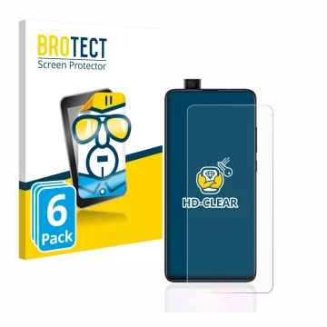 Parte frontale di una confezione del prodotto con il logo del marchio BROTECT. Accanto è raffigurato il dispositivo Xiaomi Mi 