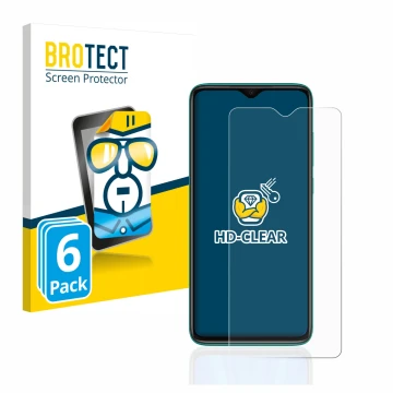 Parte frontale di una confezione del prodotto con il logo del marchio BROTECT. Accanto è raffigurato il dispositivo Xiaomi Red