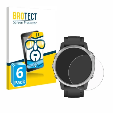 Parte frontale di una confezione del prodotto con il logo del marchio BROTECT. Accanto è raffigurato il dispositivo Garmin Fen