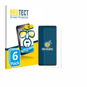 Parte frontale di una confezione del prodotto con il logo del marchio BROTECT. Accanto è raffigurato il dispositivo Samsung Ga