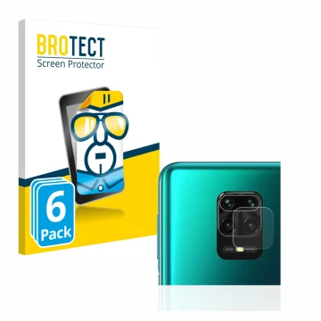 Parte frontale di una confezione del prodotto con il logo del marchio BROTECT. Accanto è raffigurato il dispositivo Xiaomi Red