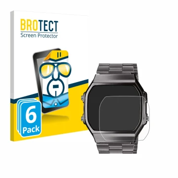 Parte frontale di una confezione del prodotto con il logo del marchio BROTECT. Accanto è raffigurato il dispositivo Casio A168