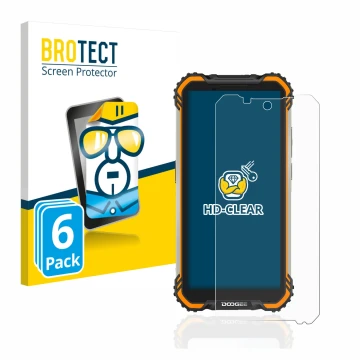 Parte frontale di una confezione del prodotto con il logo del marchio BROTECT. Accanto è raffigurato il dispositivo Doogee S58