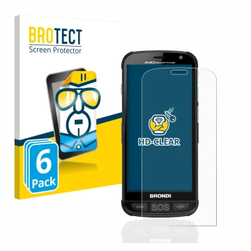 Parte frontale di una confezione del prodotto con il logo del marchio BROTECT. Accanto è raffigurato il dispositivo Brondi Ami