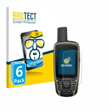 Parte frontale di una confezione del prodotto con il logo del marchio BROTECT. Accanto è raffigurato il dispositivo Garmin GPS