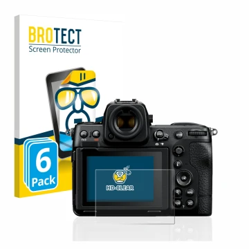 Parte frontale di una confezione del prodotto con il logo del marchio BROTECT. Accanto è raffigurato il dispositivo Nikon Z 8 