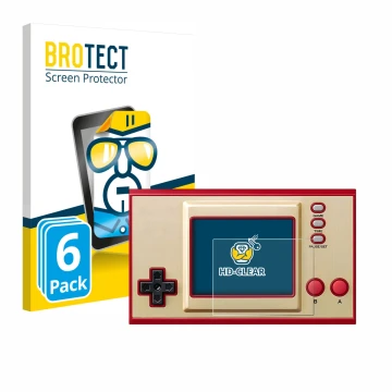 Parte frontale di una confezione del prodotto con il logo del marchio BROTECT. Accanto è raffigurato il dispositivo Nintendo G