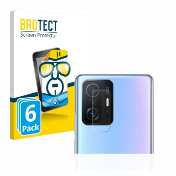 Parte frontale di una confezione del prodotto con il logo del marchio BROTECT. Accanto è raffigurato il dispositivo Xiaomi 11T