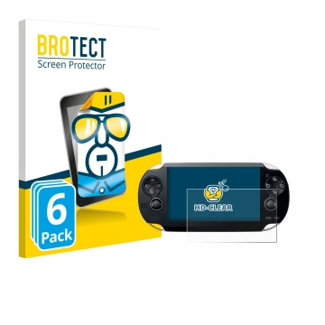 Parte frontale di una confezione del prodotto con il logo del marchio BROTECT. Accanto è raffigurato il dispositivo Sony Plays
