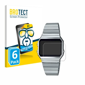 Parte frontale di una confezione del prodotto con il logo del marchio BROTECT. Accanto è raffigurato il dispositivo Casio A700