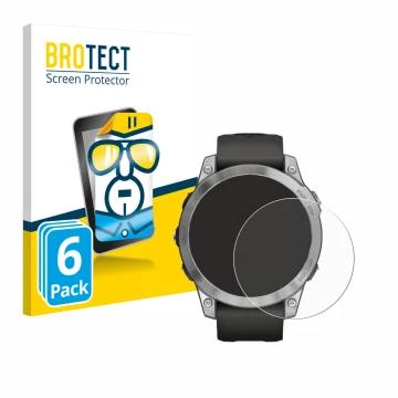 Parte frontale di una confezione del prodotto con il logo del marchio BROTECT. Accanto è raffigurato il dispositivo Garmin Fen