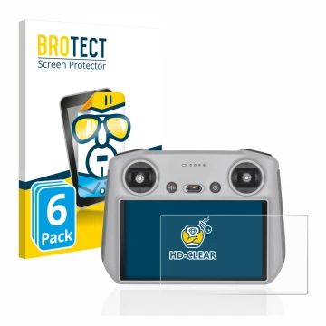 Parte frontale di una confezione del prodotto con il logo del marchio BROTECT. Accanto è raffigurato il dispositivo DJI RC Con