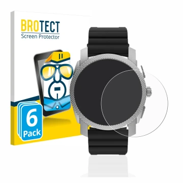 Parte frontale di una confezione del prodotto con il logo del marchio BROTECT. Accanto è raffigurato il dispositivo Fossil Gen