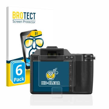 Parte frontale di una confezione del prodotto con il logo del marchio BROTECT. Accanto è raffigurato il dispositivo Hasselblad