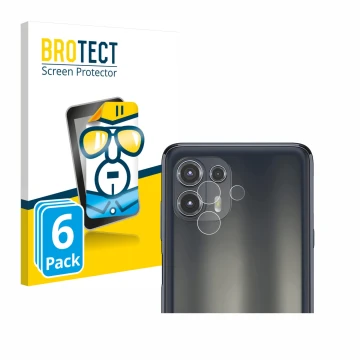 Parte frontale di una confezione del prodotto con il logo del marchio BROTECT. Accanto è raffigurato il dispositivo Motorola E