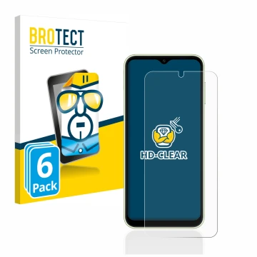 Parte frontale di una confezione del prodotto con il logo del marchio BROTECT. Accanto è raffigurato il dispositivo Samsung Ga