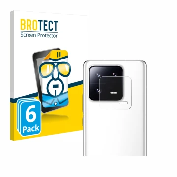 Parte frontale di una confezione del prodotto con il logo del marchio BROTECT. Accanto è raffigurato il dispositivo Xiaomi 13 