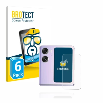Parte frontale di una confezione del prodotto con il logo del marchio BROTECT. Accanto è raffigurato il dispositivo Oppo Find 