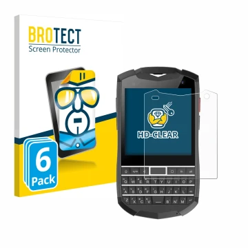 Parte frontale di una confezione del prodotto con il logo del marchio BROTECT. Accanto è raffigurato il dispositivo Unihertz T