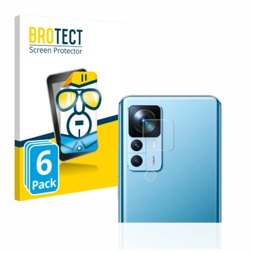 Parte frontale di una confezione del prodotto con il logo del marchio BROTECT. Accanto è raffigurato il dispositivo Xiaomi 12T