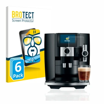 Parte frontale di una confezione del prodotto con il logo del marchio BROTECT. Accanto è raffigurato il dispositivo Jura J8 co