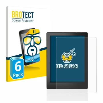 Parte frontale di una confezione del prodotto con il logo del marchio BROTECT. Accanto è raffigurato il dispositivo Boox Poke 