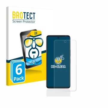 Parte frontale di una confezione del prodotto con il logo del marchio BROTECT. Accanto è raffigurato il dispositivo Tecno Camo