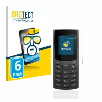 Parte frontale di una confezione del prodotto con il logo del marchio BROTECT. Accanto è raffigurato il dispositivo Nokia 110 