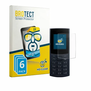 Parte frontale di una confezione del prodotto con il logo del marchio BROTECT. Accanto è raffigurato il dispositivo Nokia 110 