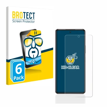 Parte frontale di una confezione del prodotto con il logo del marchio BROTECT. Accanto è raffigurato il dispositivo Infinix No