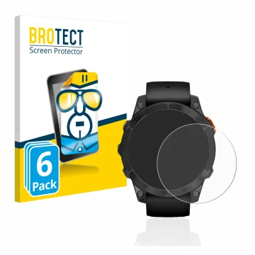 Parte frontale di una confezione del prodotto con il logo del marchio BROTECT. Accanto è raffigurato il dispositivo Garmin Fen