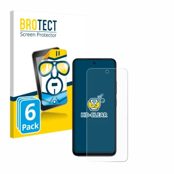 Parte frontale di una confezione del prodotto con il logo del marchio BROTECT. Accanto è raffigurato il dispositivo Xiaomi Red