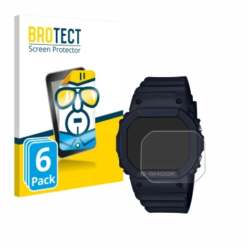 Parte frontale di una confezione del prodotto con il logo del marchio BROTECT. Accanto è raffigurato il dispositivo Casio G-Sh