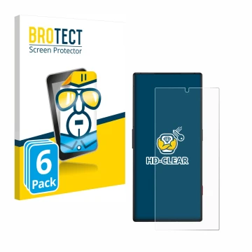 Parte frontale di una confezione del prodotto con il logo del marchio BROTECT. Accanto è raffigurato il dispositivo ZTE Nubia 