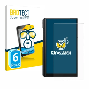 Parte frontale di una confezione del prodotto con il logo del marchio BROTECT. Accanto è raffigurato il dispositivo FiiO M11s 