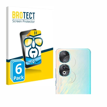 Parte frontale di una confezione del prodotto con il logo del marchio BROTECT. Accanto è raffigurato il dispositivo Honor 90 (