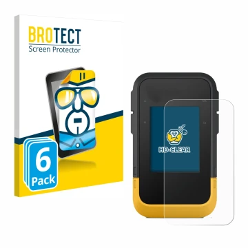 Parte frontale di una confezione del prodotto con il logo del marchio BROTECT. Accanto è raffigurato il dispositivo Garmin eTr