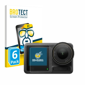 Parte frontale di una confezione del prodotto con il logo del marchio BROTECT. Accanto è raffigurato il dispositivo DJI Osmo A