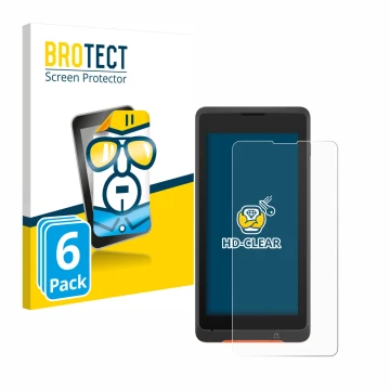 Parte frontale di una confezione del prodotto con il logo del marchio BROTECT. Accanto è raffigurato il dispositivo Sunmi P2 L