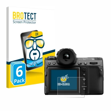 Parte frontale di una confezione del prodotto con il logo del marchio BROTECT. Accanto è raffigurato il dispositivo Fujifilm G