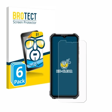 Parte frontale di una confezione del prodotto con il logo del marchio BROTECT. Accanto è raffigurato il dispositivo Oukitel WP