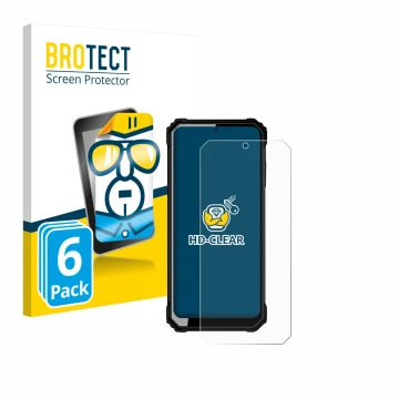 Parte frontale di una confezione del prodotto con il logo del marchio BROTECT. Accanto è raffigurato il dispositivo Oukitel WP