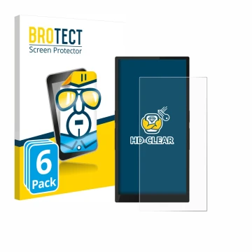 Parte frontale di una confezione del prodotto con il logo del marchio BROTECT. Accanto è raffigurato il dispositivo Hiby R6 Pr