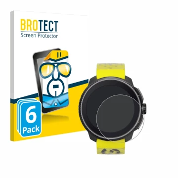 Parte frontale di una confezione del prodotto con il logo del marchio BROTECT. Accanto è raffigurato il dispositivo Suunto Rac