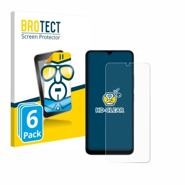 Parte frontale di una confezione del prodotto con il logo del marchio BROTECT. Accanto è raffigurato il dispositivo Xiaomi Red