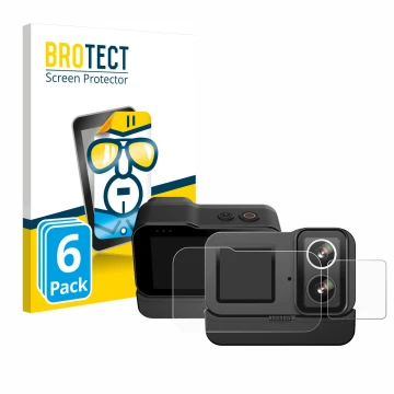 Parte frontale di una confezione del prodotto con il logo del marchio BROTECT. Accanto è raffigurato il dispositivo SJCAM SJ20