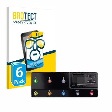 Parte frontale di una confezione del prodotto con il logo del marchio BROTECT. Accanto è raffigurato il dispositivo Line 6 hx 