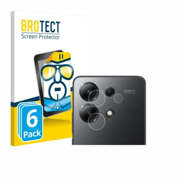 Parte frontale di una confezione del prodotto con il logo del marchio BROTECT. Accanto è raffigurato il dispositivo Xiaomi Red