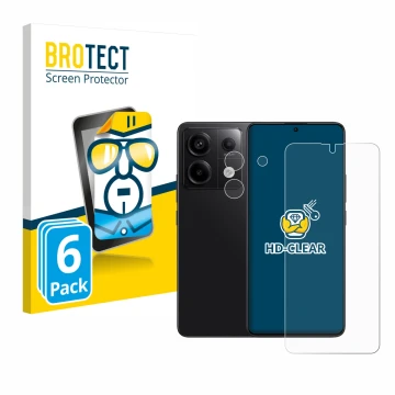 Parte frontale di una confezione del prodotto con il logo del marchio BROTECT. Accanto è raffigurato il dispositivo Xiaomi Red